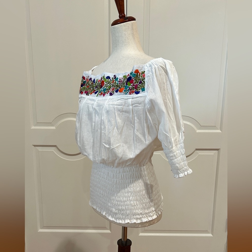 Boho Mexican top With san Antonino Silk Embroidery. - Picture 5 of 6